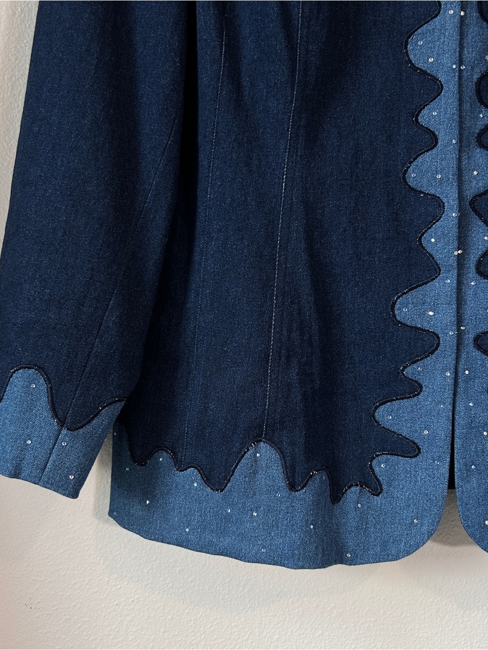 Susanna rhinestone funky vintage denim blazer jacket 16 - Picture 2 of 8
